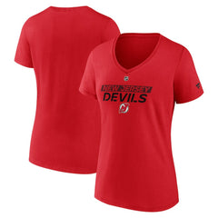 NHL New Jersey Devils Fanatics Women's Authentic Pro Core Primary V-Neck T-Shirt