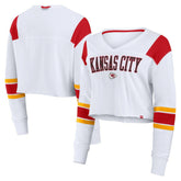 Women's Stretch Cropped Fashion Long Sleeve T-Shirt - Kansas City Chiefs T-shirts