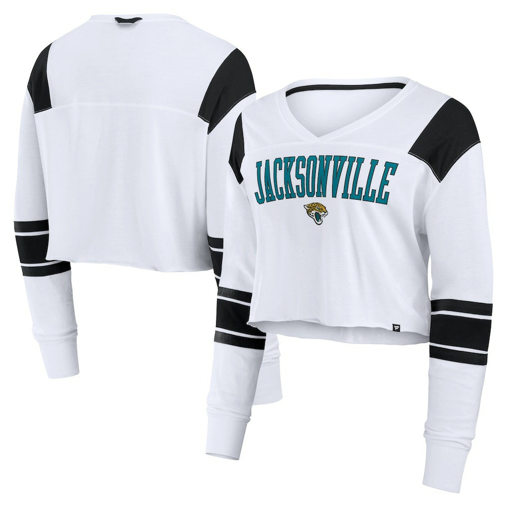 Women's Stretch Cropped Fashion Long Sleeve T-Shirt - Jacksonville Jaguars T-shirts