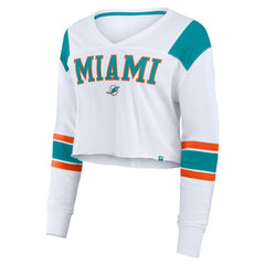 Women's Stretch Cropped Fashion Long Sleeve T-Shirt - Miami Dolphins T-shirts