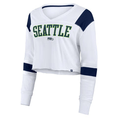 Women's Stretch Cropped Fashion Long Sleeve T-Shirt - Seattle Seahawks T-shirts