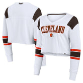 Women's Stretch Cropped Fashion Long Sleeve T-Shirt - Cleveland Browns T-shirts