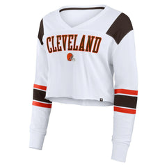 Women's Stretch Cropped Fashion Long Sleeve T-Shirt - Cleveland Browns T-shirts