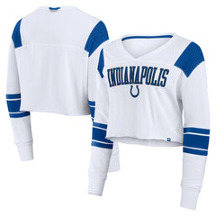 Women's Stretch Cropped Fashion Long Sleeve T-Shirt - Indianapolis Colts T-shirts