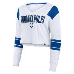 Women's Stretch Cropped Fashion Long Sleeve T-Shirt - Indianapolis Colts T-shirts
