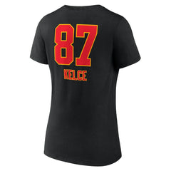 Travis Kelce Women's Team Wordmark Player Name & Number V-Neck T-Shirt - Kansas City Chiefs T-shirts