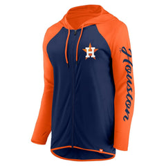 Navy/Orange Houston Astros Fanatics Women's Script Sleeve Full-Zip Hoodie