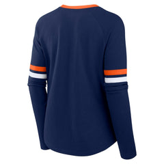 Navy Houston Astros Fanatics Women's Won & Done Raglan Lace-Up Long Sleeve T-Shirt