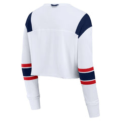 White Atlanta Braves Fanatics Women's Stretch Cropped Fashion Long Sleeve T-Shirt