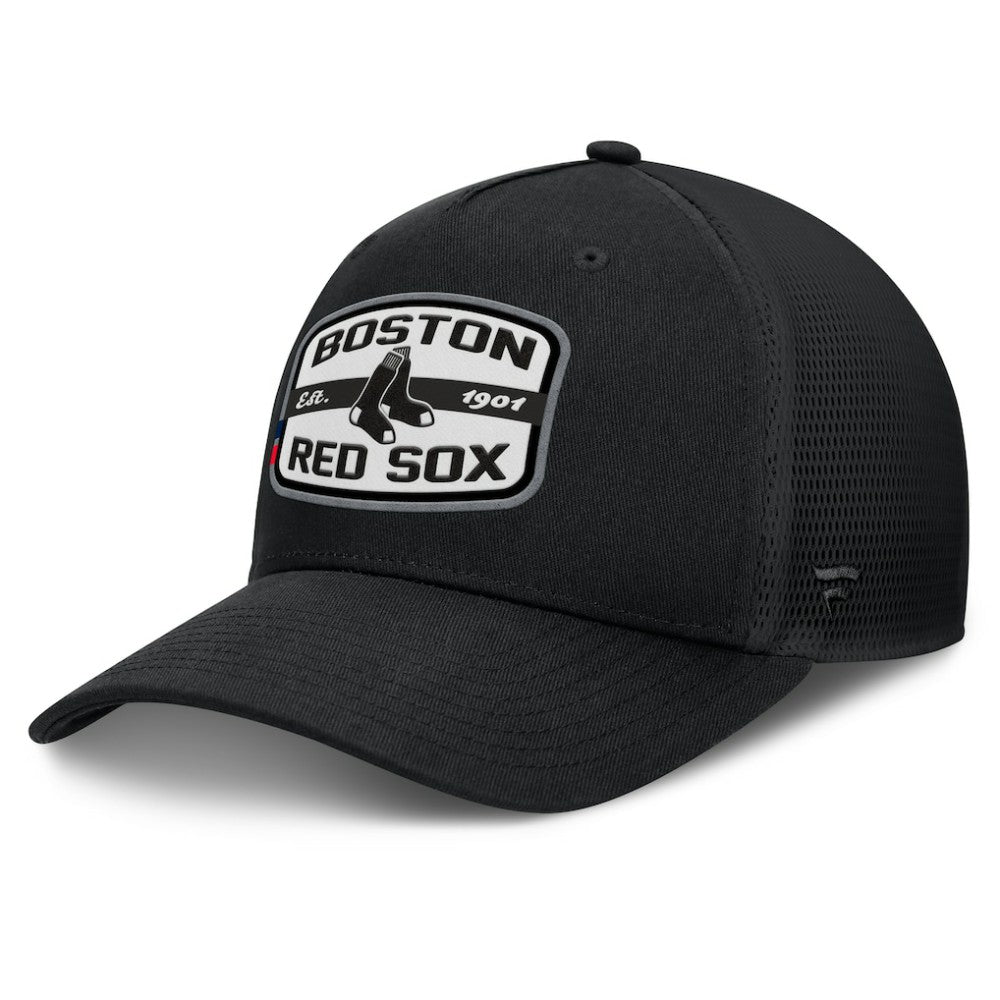 Black Boston Red Sox Fanatics Team Patch A-Frame Trucker Snapback Hat