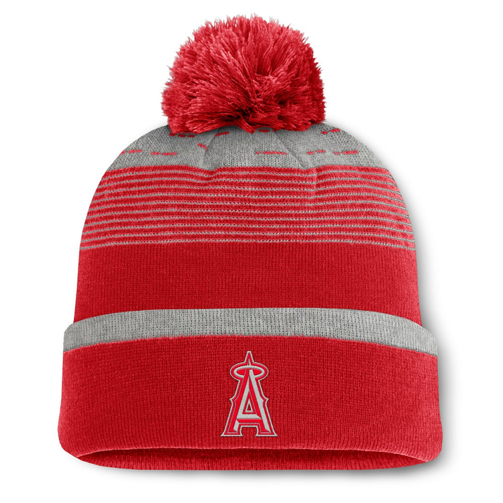Red Los Angeles Angels Fanatics Fundamental Gradient Cuffed Knit Hat with Pom