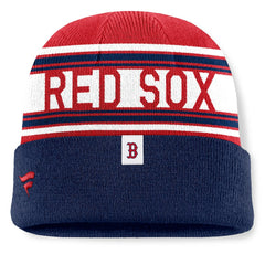Navy Boston Red Sox Fanatics Fundamental Team Stripe Cuffed Knit Hat