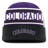 Black Colorado Rockies Fanatics Fundamental Team Stripe Cuffed Knit Hat