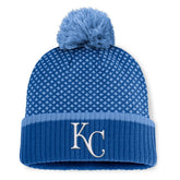 Royal Kansas City Royals Fanatics Women's Fundamental Jacquard Cuffed Knit Hat with Pom