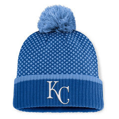 Royal Kansas City Royals Fanatics Women's Fundamental Jacquard Cuffed Knit Hat with Pom