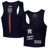 Navy Houston Astros Pro Standard Women's Fast Lane Fitted Tri-Blend Cropped Tank Top