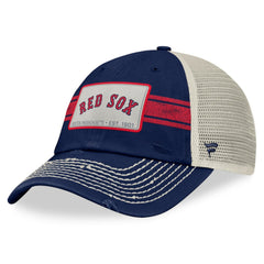 Navy/Natural Boston Red Sox Fanatics Heritage Stripe Trucker Adjustable Hat