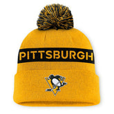 NHL Pittsburgh Penguins Fanatics Women's Authentic Pro Rink Cuffed Knit Hat with Pom