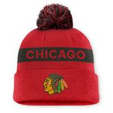 NHL Chicago Blackhawks Fanatics Women's Authentic Pro Rink Cuffed Knit Hat with Pom