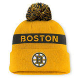 NHL Boston Bruins Fanatics Women's Authentic Pro Rink Cuffed Knit Hat with Pom