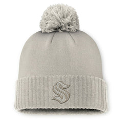 NHL Seattle Kraken Fanatics Women's Authentic Pro Road Cuffed Knit Hat with Pom