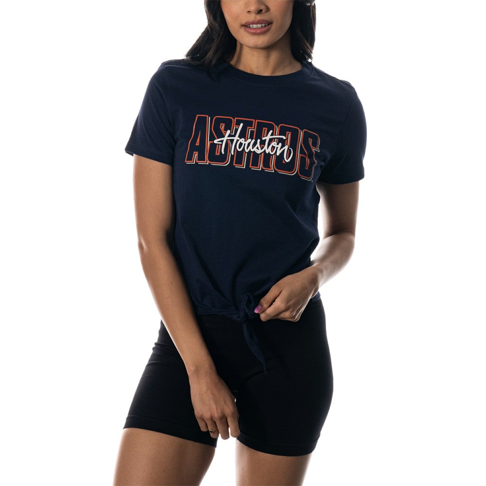 Navy Houston Astros The Wild Collective Women's Twist Front T-Shirt