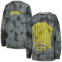 Charcoal Pittsburgh Pirates The Wild Collective Women's Overdyed Pullover Sweatshirt