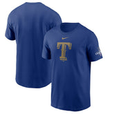 Royal Texas Rangers Nike 2024 Gold Collection Logo T-Shirt