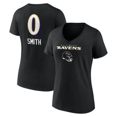 Roquan Smith Women's Team Wordmark Player Name & Number V-Neck T-Shirt - Baltimore Ravens T-shirts
