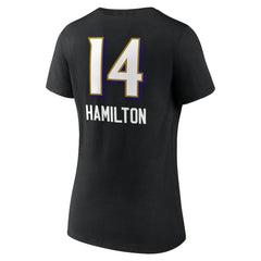 Kyle Hamilton Women's Team Wordmark Player Name & Number V-Neck T-Shirt - Baltimore Ravens T-shirts