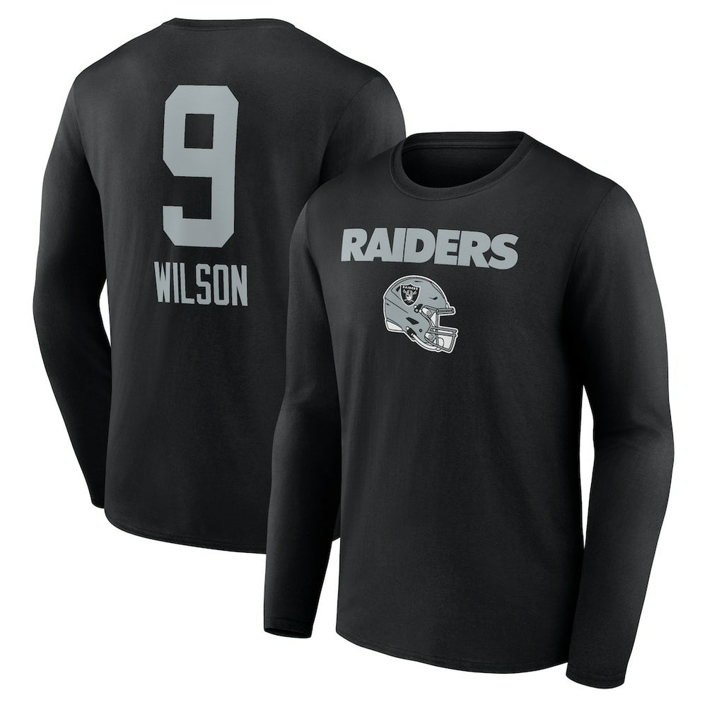 Tyree Wilson Team Wordmark Player Name & Number Long Sleeve T-Shirt - Las Vegas Raiders T-shirts