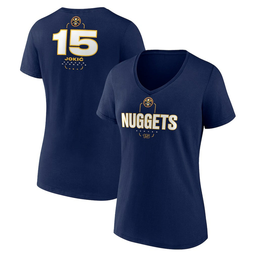 Nikola Jokic Denver Nuggets Women's Behind The Back Name & Number V-Neck T-Shirt sale