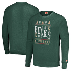Milwaukee Bucks Homage Unisex Holiday Raglan Pullover Sweatshirt