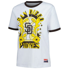 White San Diego Padres New Era Women's Oversized Ringer T-Shirt