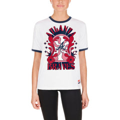 White Atlanta Braves New Era Women's Oversized Ringer T-Shirt