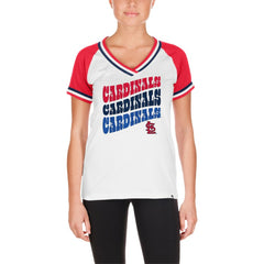 White St. Louis Cardinals New Era Women's Jersey Double Binding Raglan V-Neck T-Shirt