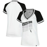 White Chicago White Sox New Era Women's Jersey Double Binding Raglan V-Neck T-Shirt