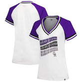 White Colorado Rockies New Era Women's Jersey Double Binding Raglan V-Neck T-Shirt