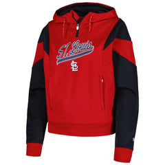 Red St. Louis Cardinals New Era Women's Color Block Fleece Quarter-Zip Hoodie