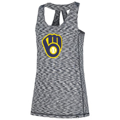 Navy Milwaukee Brewers New Era Women's Space Dye Keyhole Back Tank Top