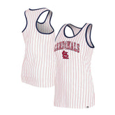 White St. Louis Cardinals New Era Women's Sequin Pinstripe Racerback Tank Top