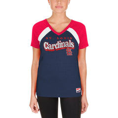 Navy St. Louis Cardinals New Era Women's Heathered Raglan V-Neck T-Shirt