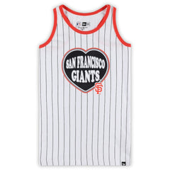 White San Francisco Giants New Era Girls Youth Pinstripe Tank Top