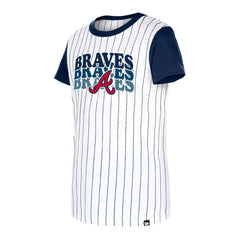 White Atlanta Braves New Era Girls Youth Pinstripe T-Shirt