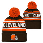 Youth Jacquard Cuffed Knit Hat with Pom - Cleveland Browns Hats