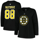 NHL Boston Bruins Profile Women's Plus Size Distressed Printed Name & Number Long Sleeve T-Shirt