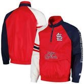Red/Navy St. Louis Cardinals Starter Elite Raglan Half-Zip Jacket