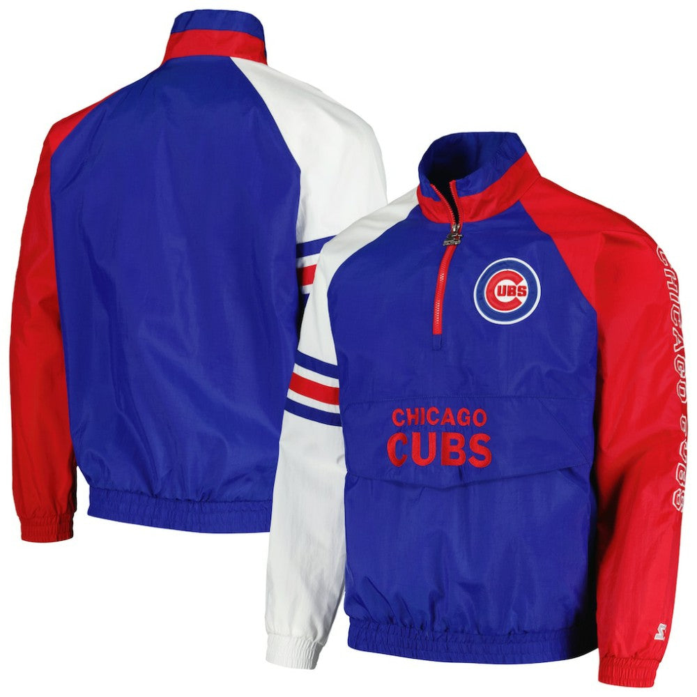 Royal/Red Chicago Cubs Starter Elite Raglan Half-Zip Jacket