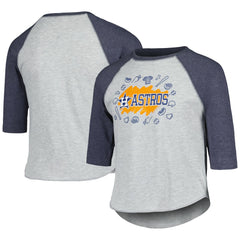 Heather Gray Houston Astros Soft as a Grape Youth Raglan 3/4 Sleeve T-Shirt