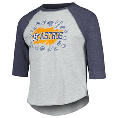 Heather Gray Houston Astros Soft as a Grape Youth Raglan 3/4 Sleeve T-Shirt